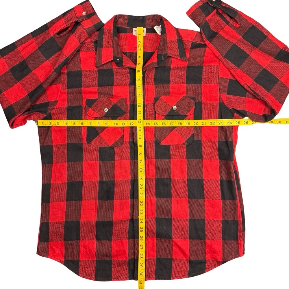 Five Brother Buffalo Plaid Flannel Shirt Red Black Heavy Cotton USA XL Workwear - Picture 3 of 4